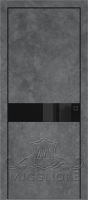 Дверь со стеклом QUADRO 9.10 алюминиевая кромка черная V-лакобель черный LOFT GRAFITE