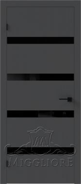 Дверь со стеклом QUADRO 9.16 V-лакобель черный GRAFITE NUBUK