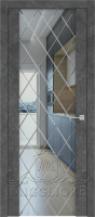 Дверь со стеклом TRIPLEX 15  V-TRIPLEX-ZERKALO-GRAVIROVKA  ROMB LOFT GRAFITE