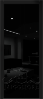 Крашеная дверь эмаль VETRO MMR01 алюминиевая черная кромка, V-лакобель черный, Эмаль черная