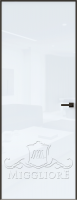 Дверь в квартиру VETRO MMR01 алюминиевая кромка-Бронза, алюминиевый короб - Бронза, V-лакобель ультра белый