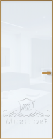 Деревянные двери VETRO MMR01 алюминиевая кромка-Золото, алюминиевый короб - Золото, V-лакобель ультра белый