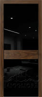 Деревянные двери VETRO MMR03 алюминиевая черная кромка, V-лакобель черный, Шпон Американского ореха нетонированный