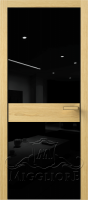 Дверь со стеклом VETRO MMR03 алюминиевая черная кромка, V-лакобель черный, Шпон дуба натуральный