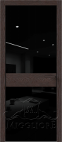 Дверь со стеклом VETRO MMR03 алюминиевая черная кромка, V-лакобель черный, Шпон дуба тон-14