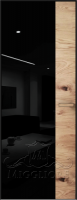 Деревянные двери VETRO MMR04 алюминиевая черная кромка, алюминиевый черный короб, V-лакобель черный, Лофт-шпон Дуб Ретро