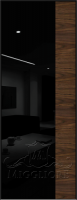 Деревянные двери VETRO MMR04 алюминиевая черная кромка, алюминиевый черный короб, V-лакобель черный, Шпон американского ореха нетонированный