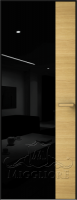 Деревянные двери VETRO MMR04 алюминиевая черная кромка, алюминиевый черный короб, V-лакобель черный, Шпон дуба натуральный