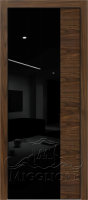 Деревянные двери VETRO MMR04 алюминиевая черная кромка, V-лакобель черный, Шпон Американского ореха нетонированный