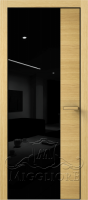 Деревянные двери VETRO MMR04 алюминиевая черная кромка, V-лакобель черный, Шпон дуба натуральный