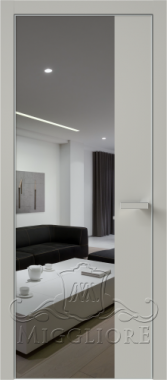 Дверь в квартиру VETRO MMR04 алюминиевая кромка, V-зеркало-Серебро, Эмаль GRIGIO 7035