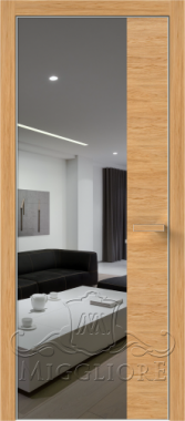Деревянные двери VETRO MMR04 алюминиевая кромка, V-зеркало-Серебро, Шпон дуба тон-11