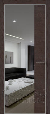 Деревянные двери VETRO MMR04 алюминиевая кромка, V-зеркало-Серебро, Шпон дуба тон-14