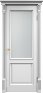 Деревянные двери 112 Ш ДОФ с багетом Белая эмаль