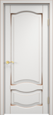 Белорусская дверь Модель ОЛ 33 ДГ Белый грунт патина Орех