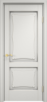 Белорусская дверь Модель ОЛ 6_2 ДГ Белый грунт патина Серебро