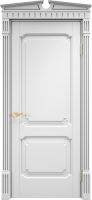Деревянные двери Модель ОЛ 7_2 ДГ Карниз Возвышение Белая эмаль