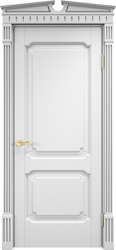 Арсенал Двери Модель ОЛ 7_2 ДГ Карниз Возвышение Белая эмаль